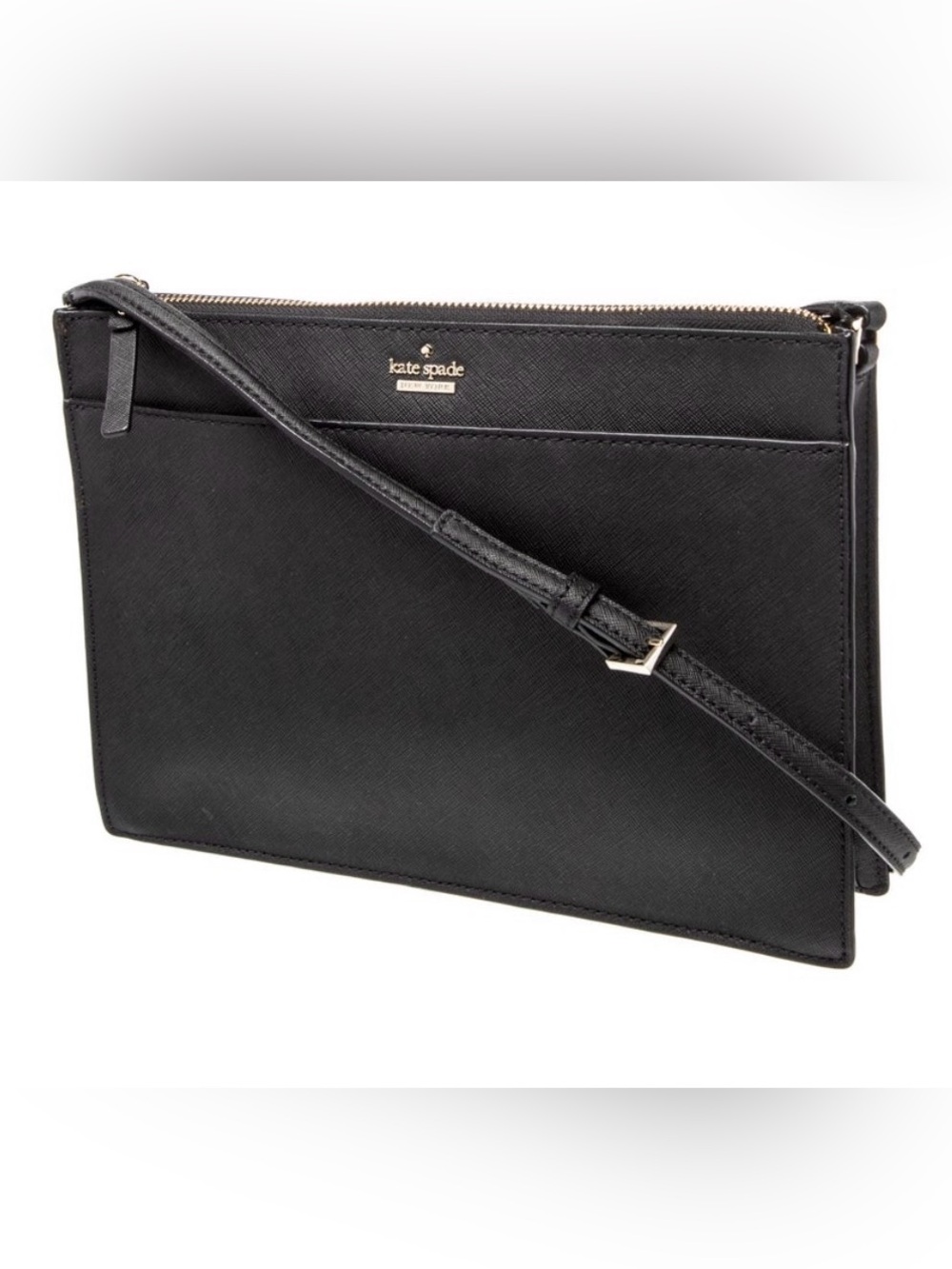 Kate Spade Black Saffiano Leather Crossbody with Gold Accents - Picture 2 of 8